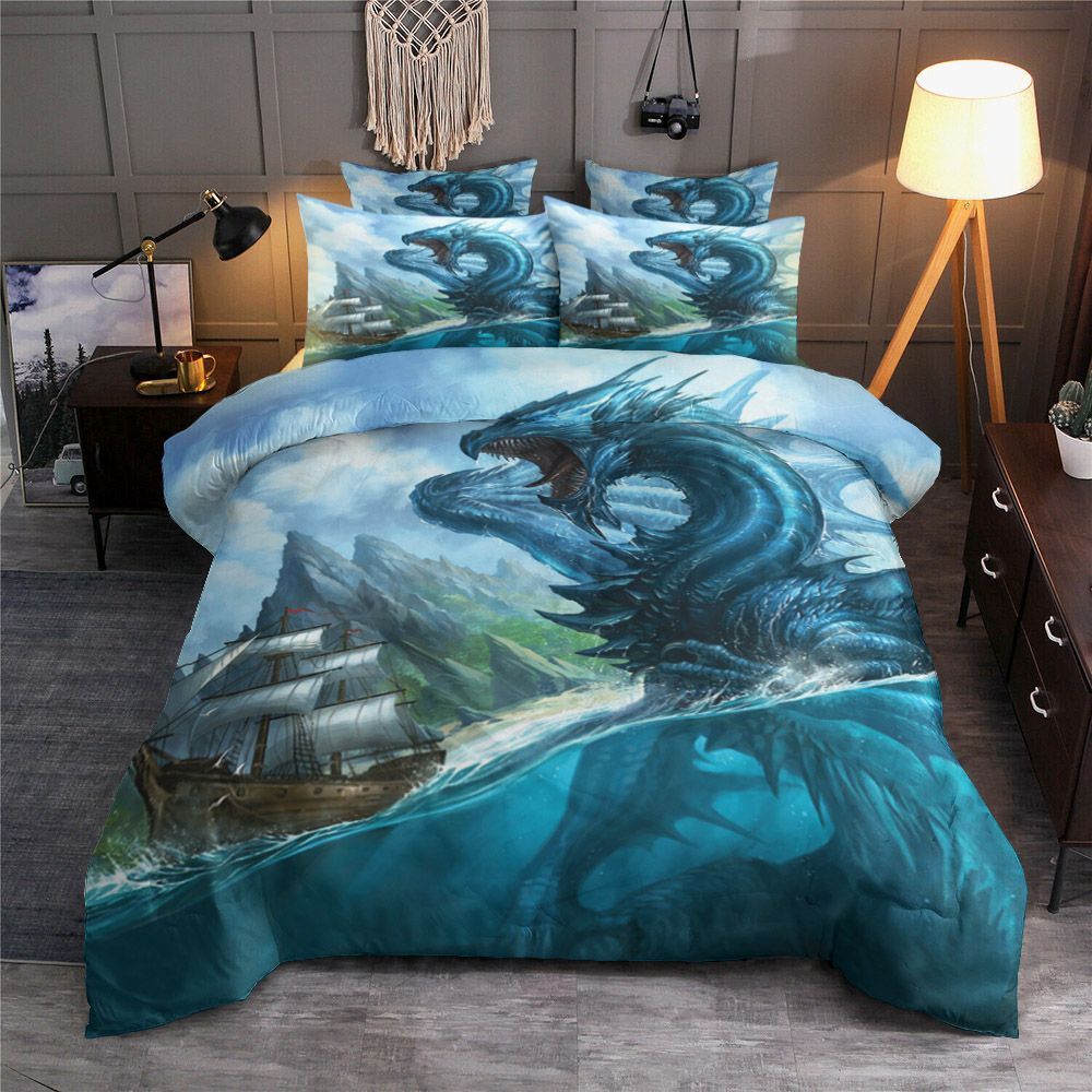 Water Dragon Attacking A Ship Bedding Set