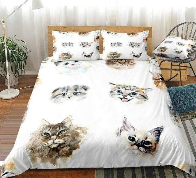 Watercolor 3d Cat Bedding Set