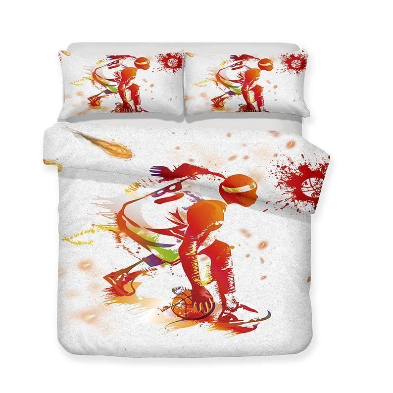 Watercolor Basketball Player Bedding Set