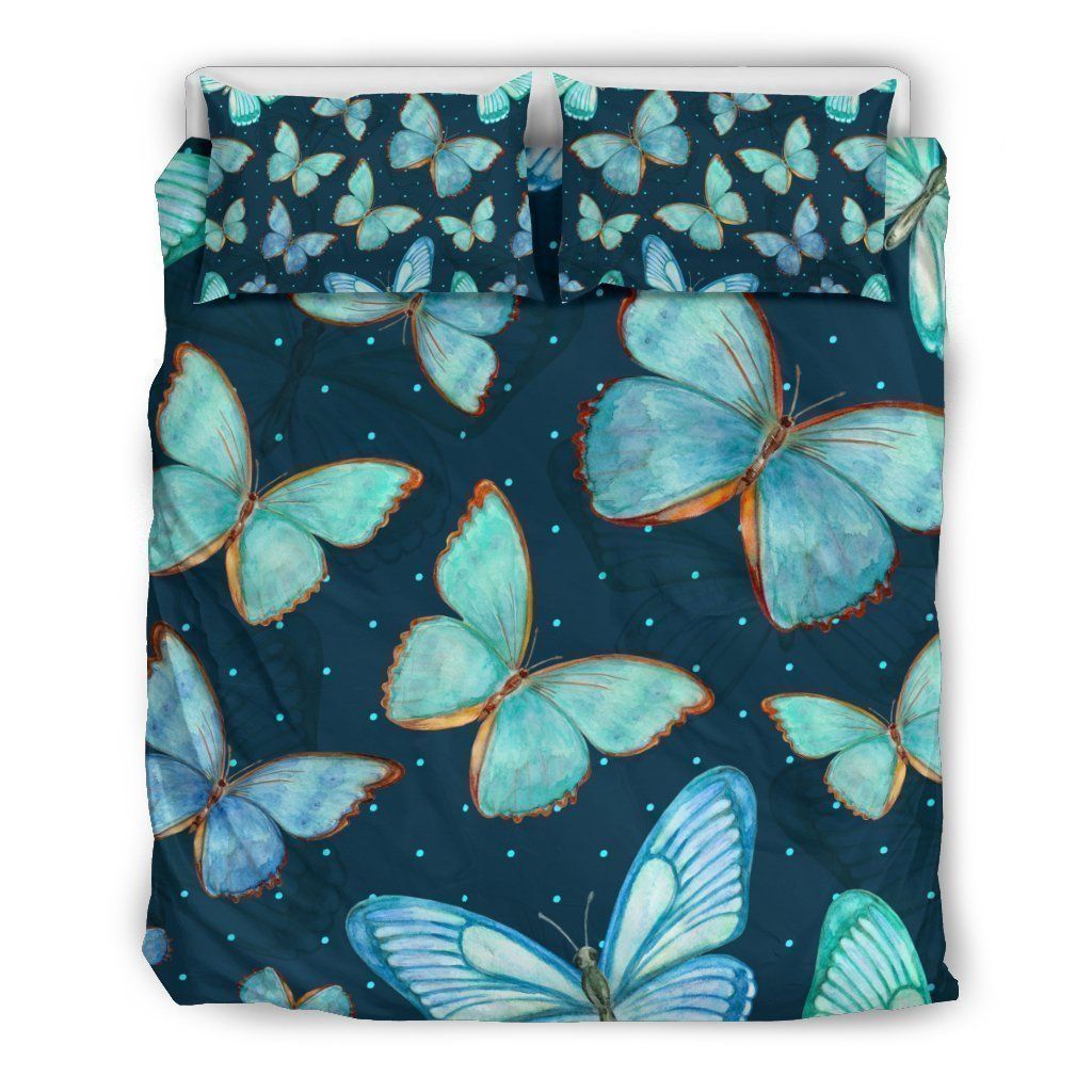 Watercolor Blue Butterfly Bedding Set