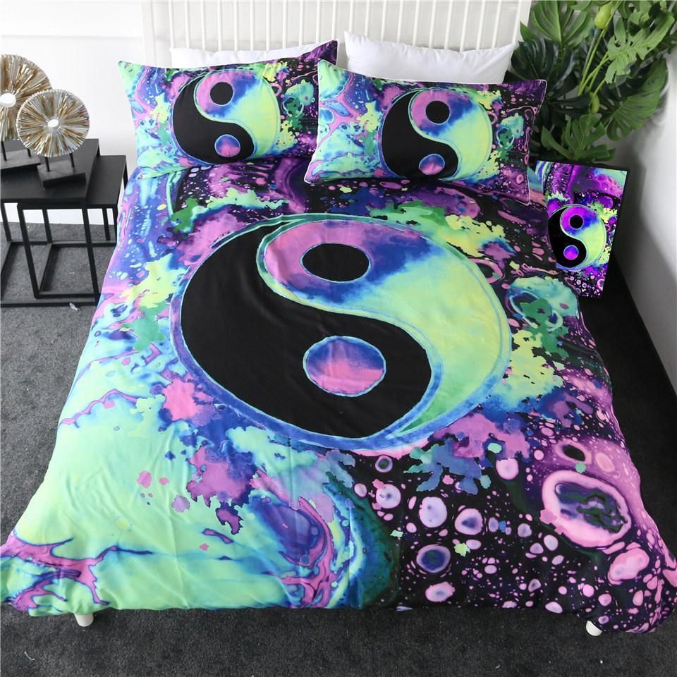 Watercolor Bubbles Yin Yang Bedding Set
