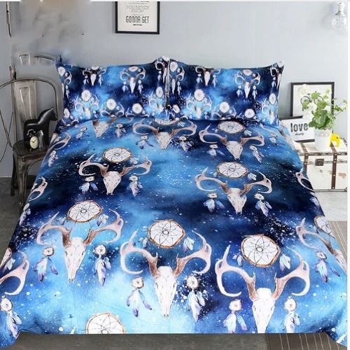 Watercolor Bull Head Skull Bedding Set