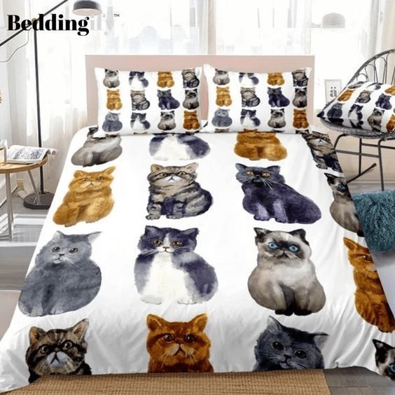 Watercolor Cats Bedding Set