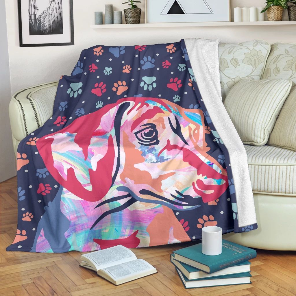 Watercolor Dachshund Sherpa Fleece Blanket