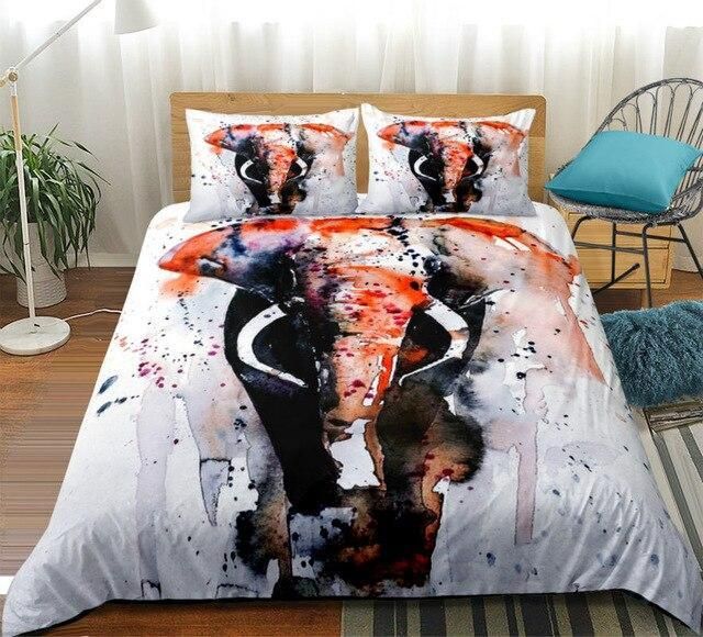 Watercolor Elephant In White Bedding Set