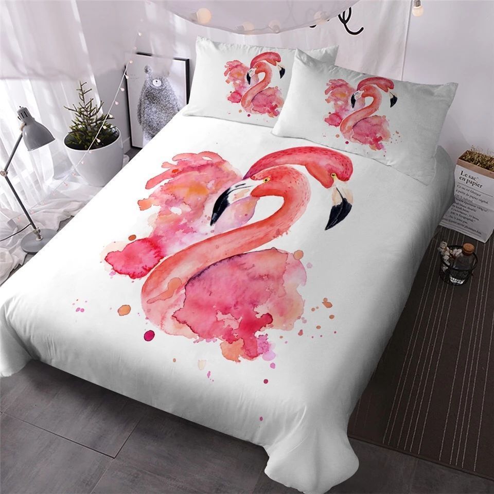 Watercolor Flamingos Bedding Set