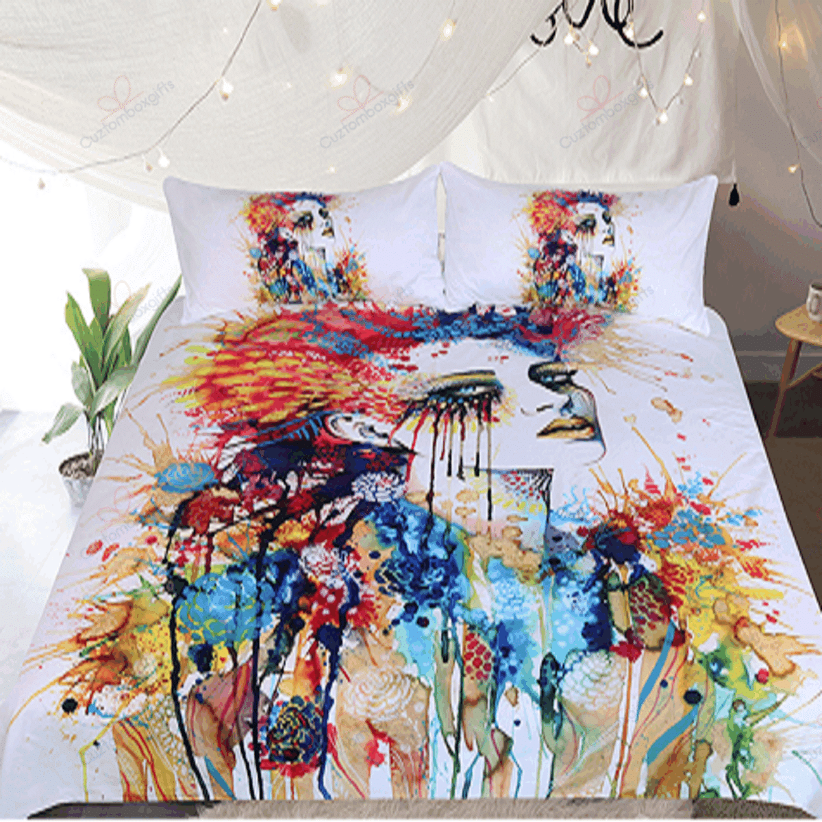 Watercolor Flora Girl Printed Bedding Set
