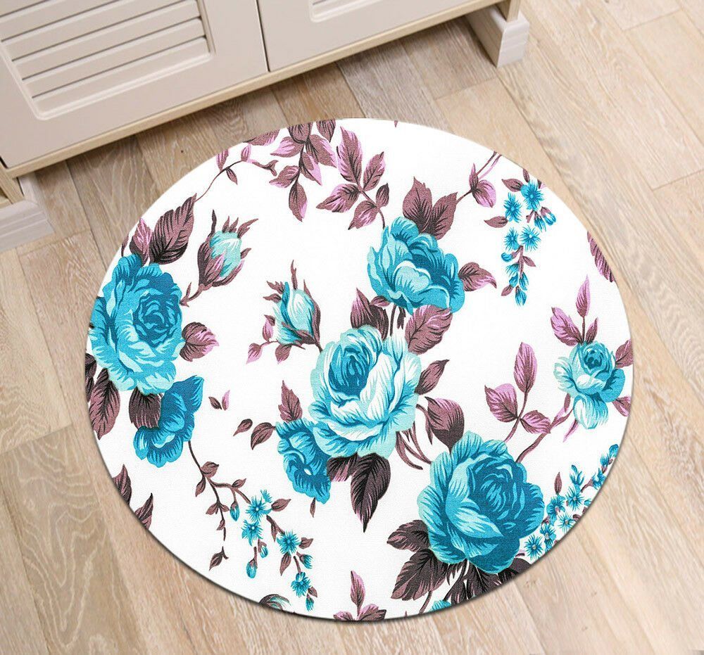 Watercolor Floral Round Carpet
