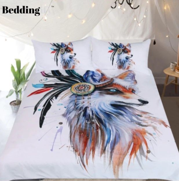 Watercolor Fox Art Bedding Set