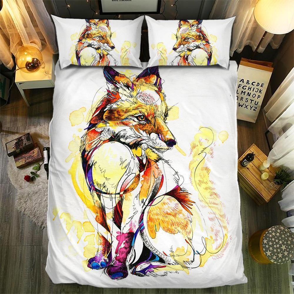 Watercolor Fox Collection Bedding Set