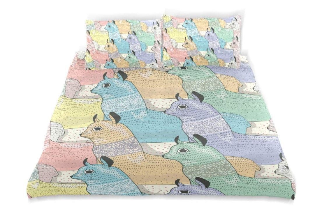 Watercolor Llamas Bedding Set