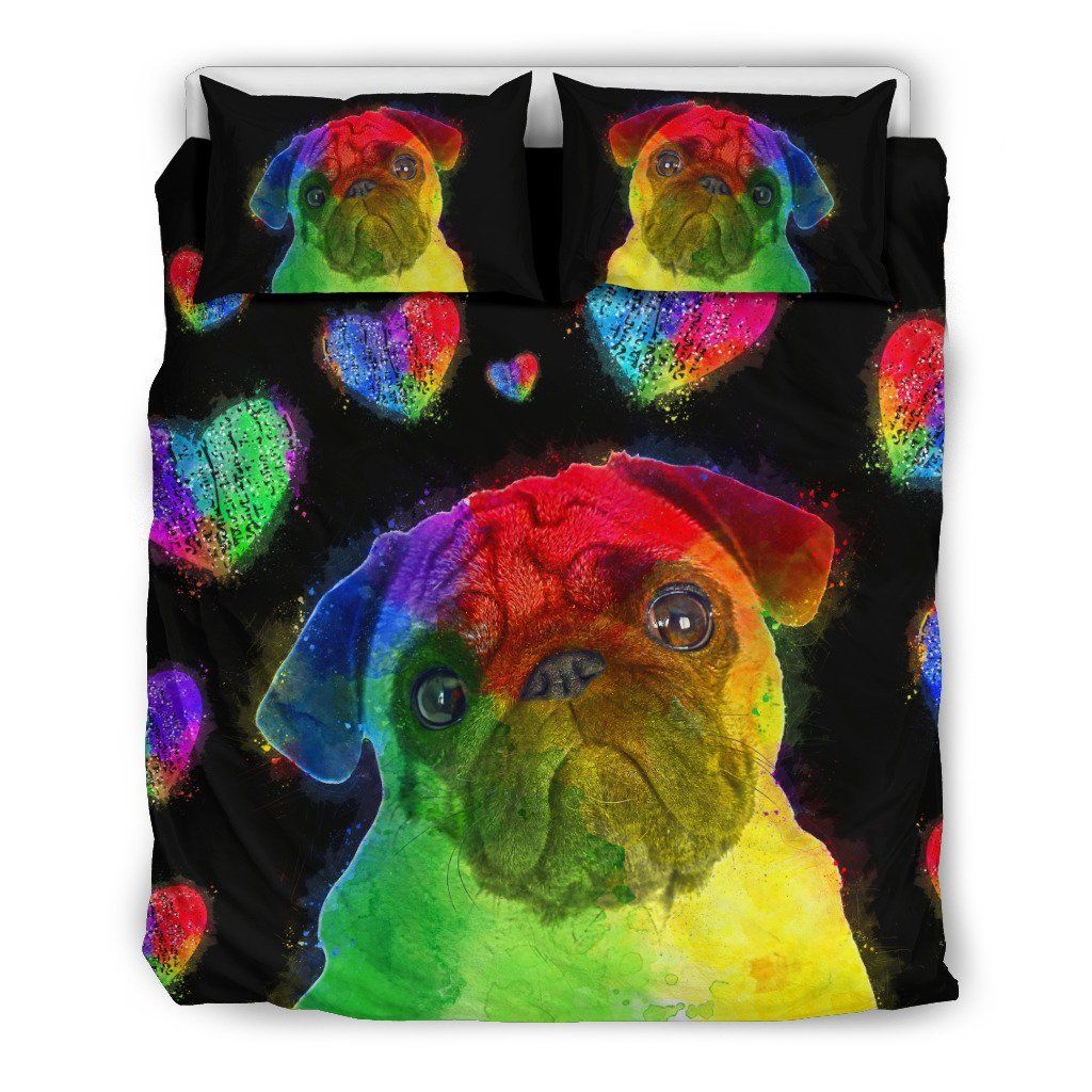 Watercolor Love Pug Bedding Set