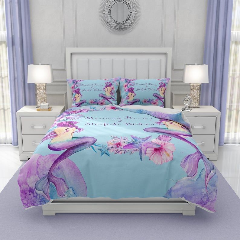 Watercolor Mermaid Kisses Bedding Set