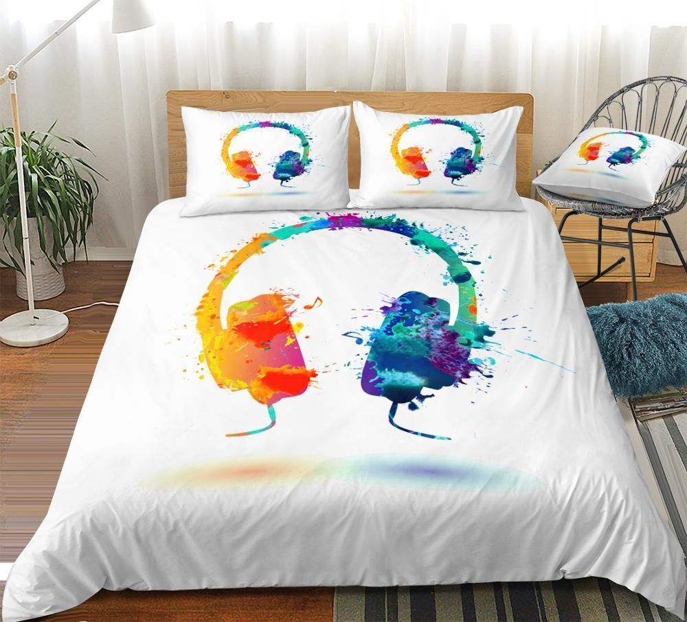 Watercolor Music Earphone Bedding Set
