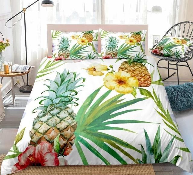 Watercolor Pineapple Fruits Summer Bedding Set