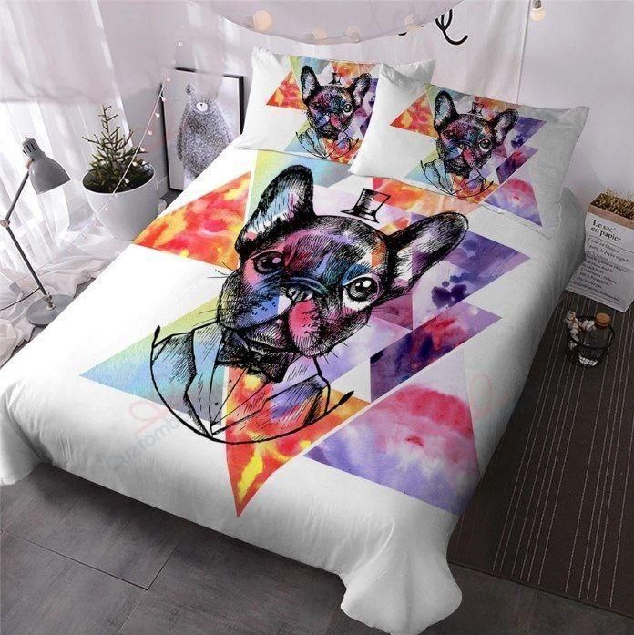 Watercolor Pug Abstract Printed Bedding Set