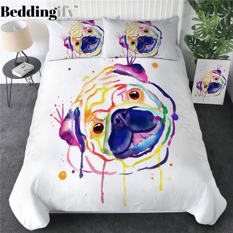Watercolor Pug Bedding Set