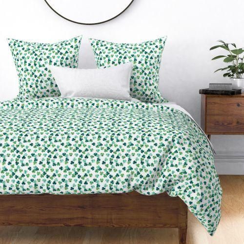Watercolor Shamrocks St Patricks Day Bedding Set