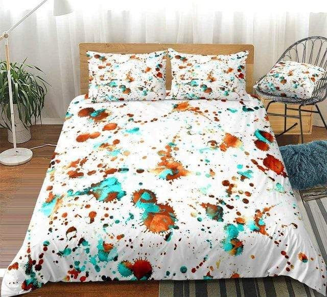 Watercolor Splatter Abstract Boho Bedding Set