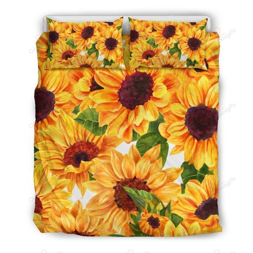 Watercolor Sunflower Printed Bedding Set