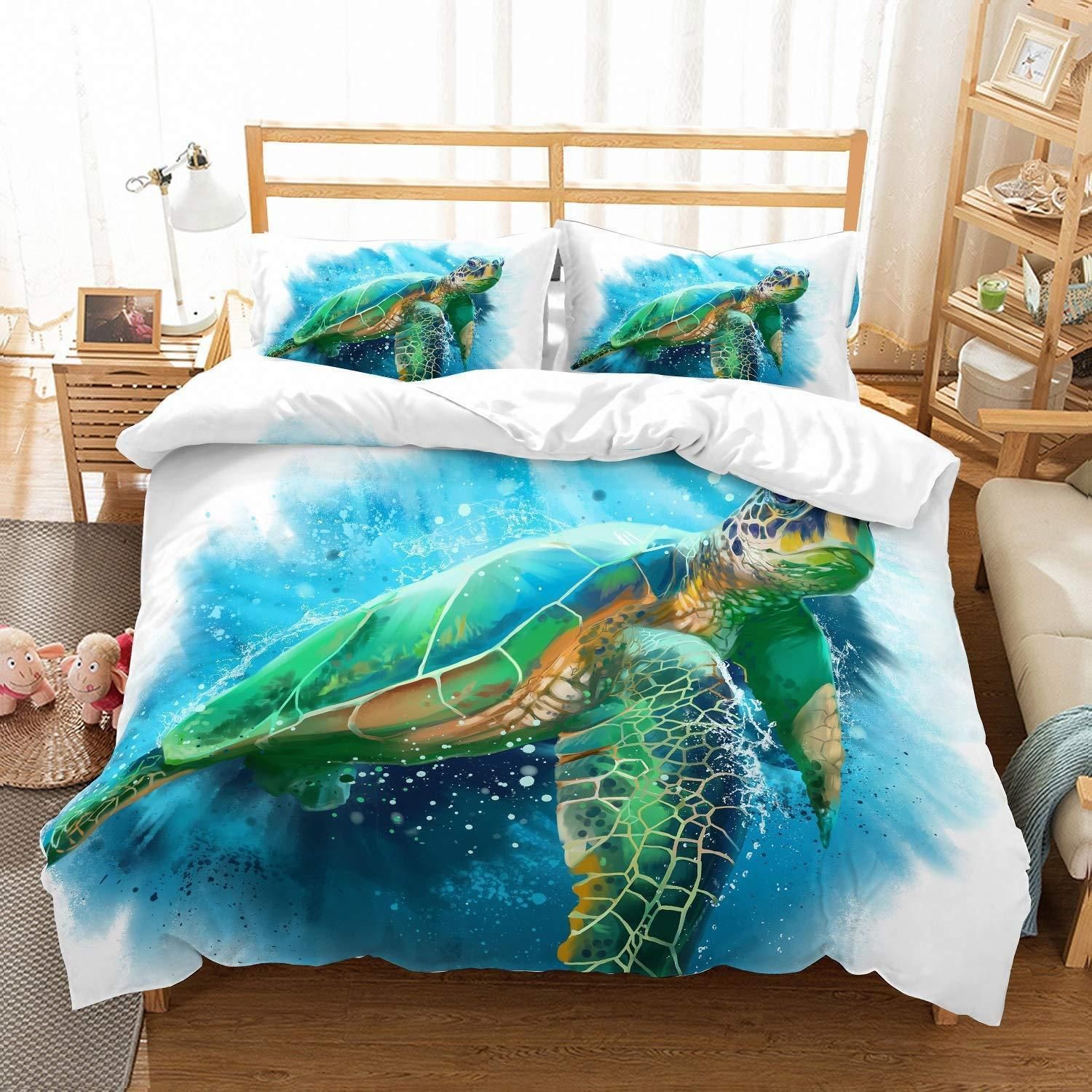 Watercolored Sea Turtle Bedding Set