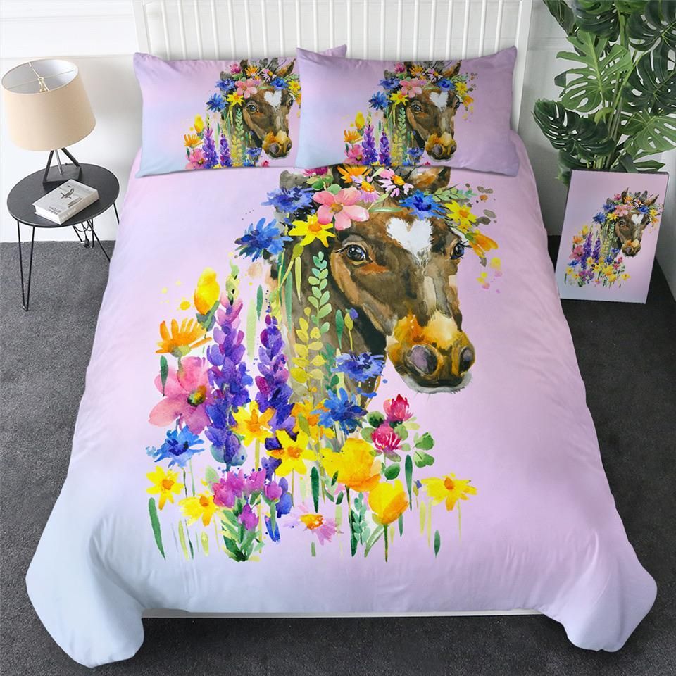 Watercolour Horse In Flower Patch Bedding Set