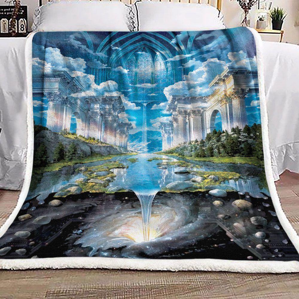 Waterfall Planets Sherpa Fleece Blanket