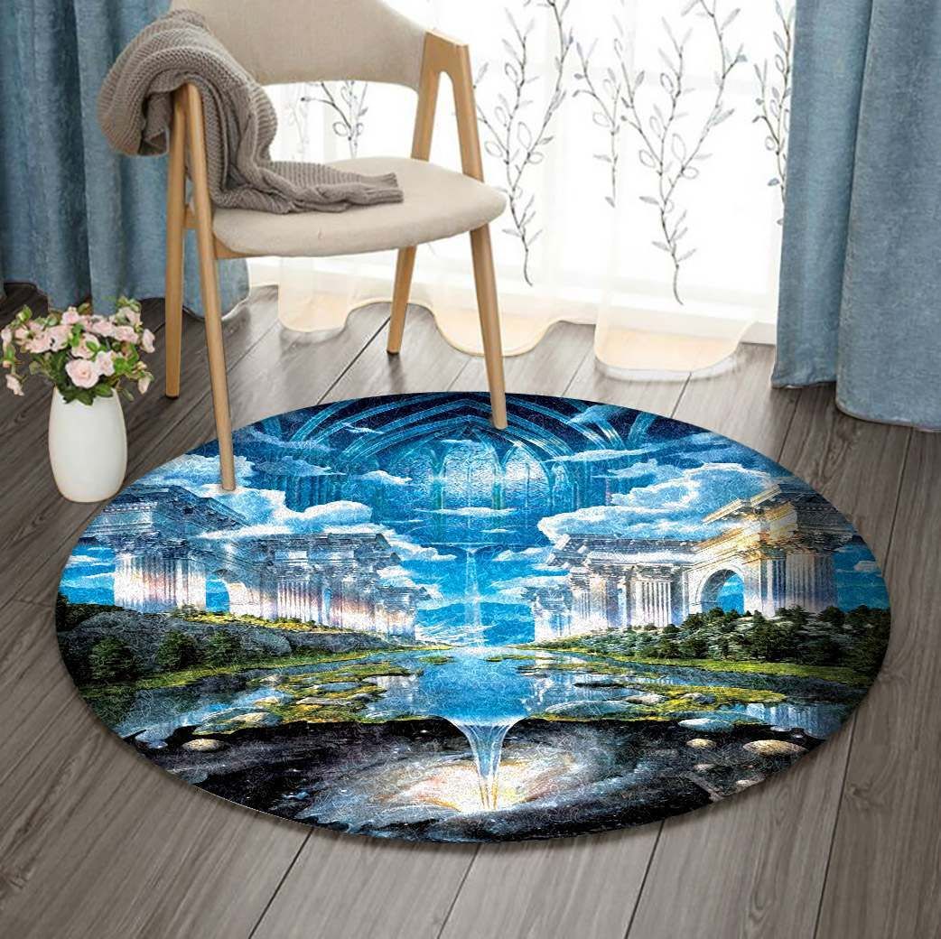 Waterfall Planets Round Carpet