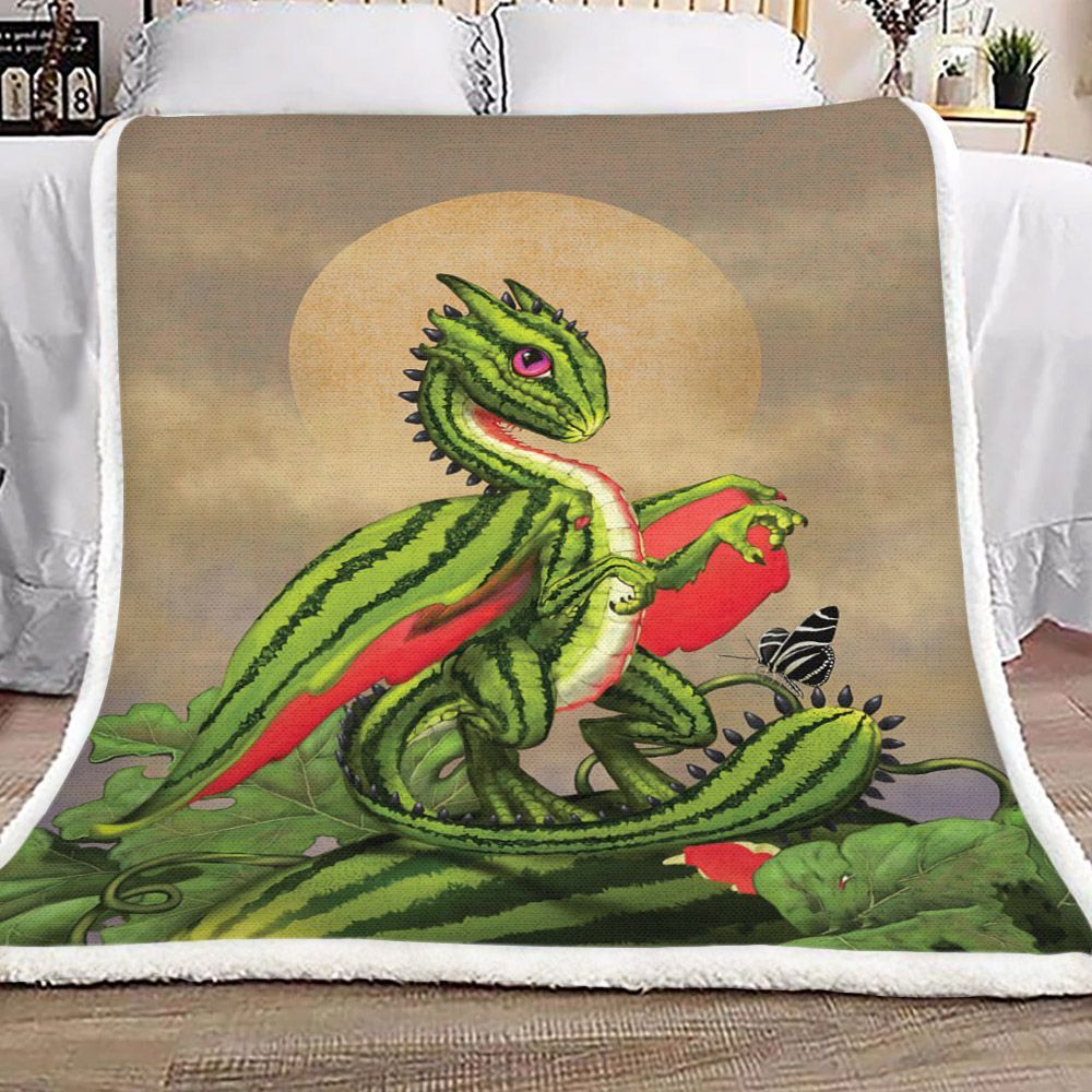 Watermelon Dragon Sherpa Fleece Blanket
