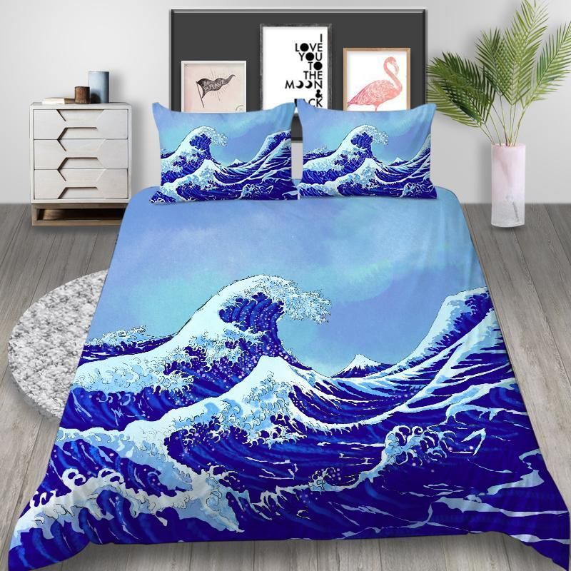 Wave Japanese Blue Bedding Set