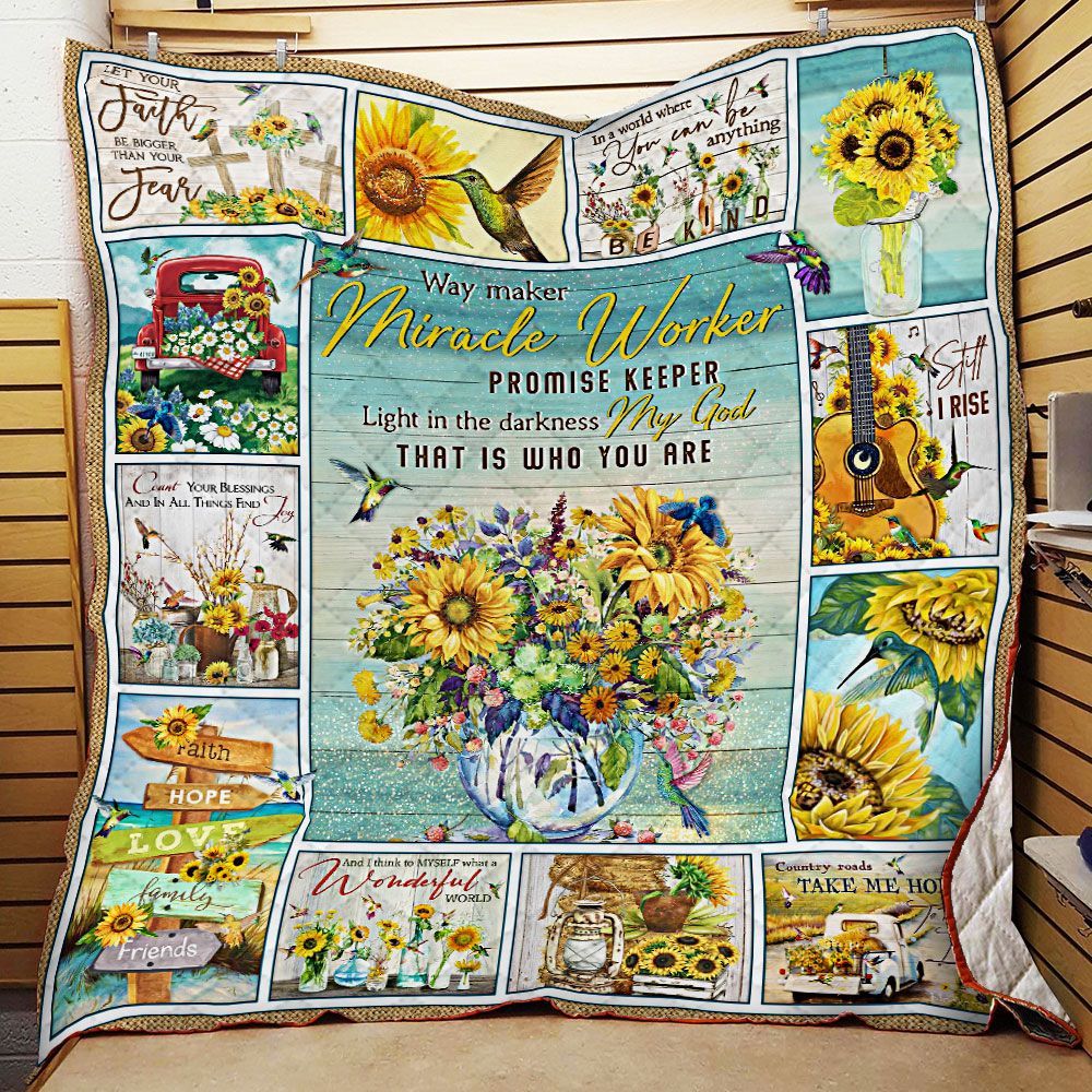 Way Maker Light In The Darkness My God Hummingbird And Sunflower GS-CL-LD2506 Quilt Blanket