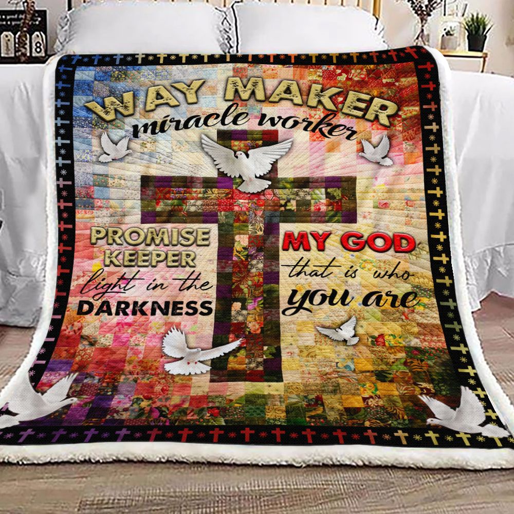 Way Maker Miracle Worker Jesus Christ Cross Fleece Blanket
