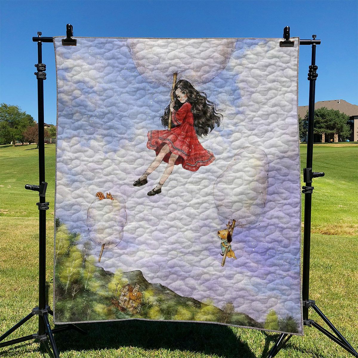 We Can Fly Little Girl And Dog NI1610063DT Quilt Blanket