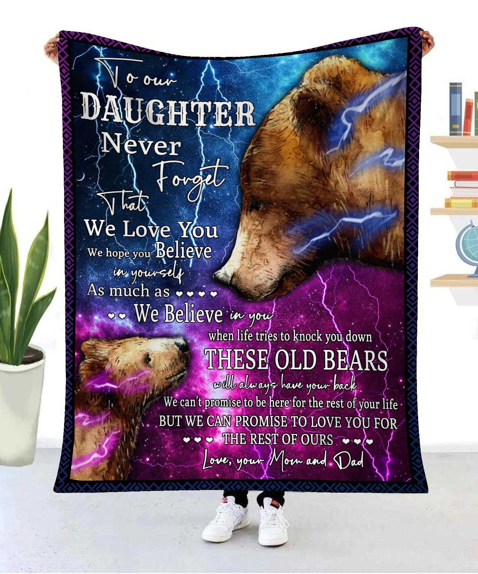 We Love You Bear Dad Gift For Daughter Fleece Blanket