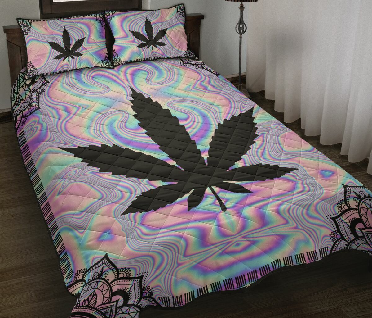 Weed Hologram Bedding Set