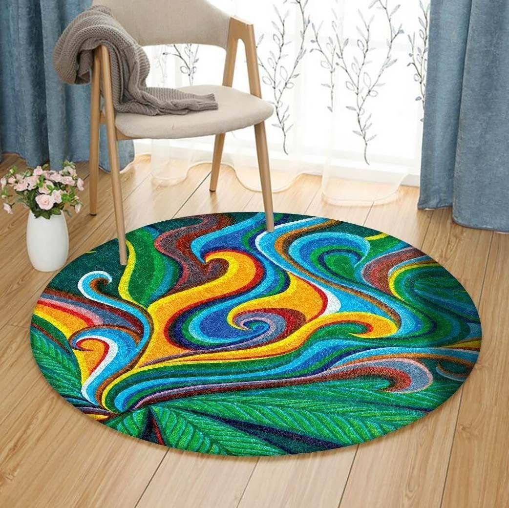 Weed Pattern Round Carpet