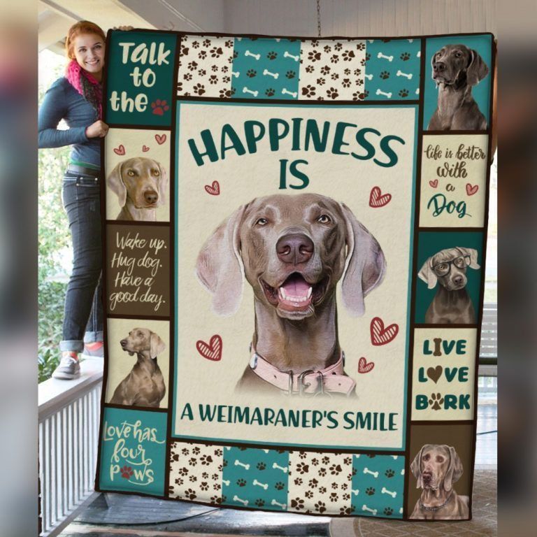 Weimaraner Dog Smile Sherpa Fleece Blanket