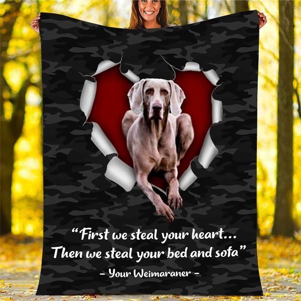 Weimaraner In Love Sherpa Fleece Blanket