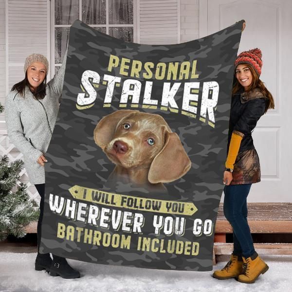 Weimaraner Personal Stalker Sherpa Fleece Blanket