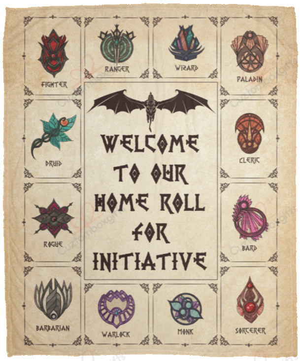 Welcome To Our Home Roll For Initiative Dragon Sherpa Fleece Blanket