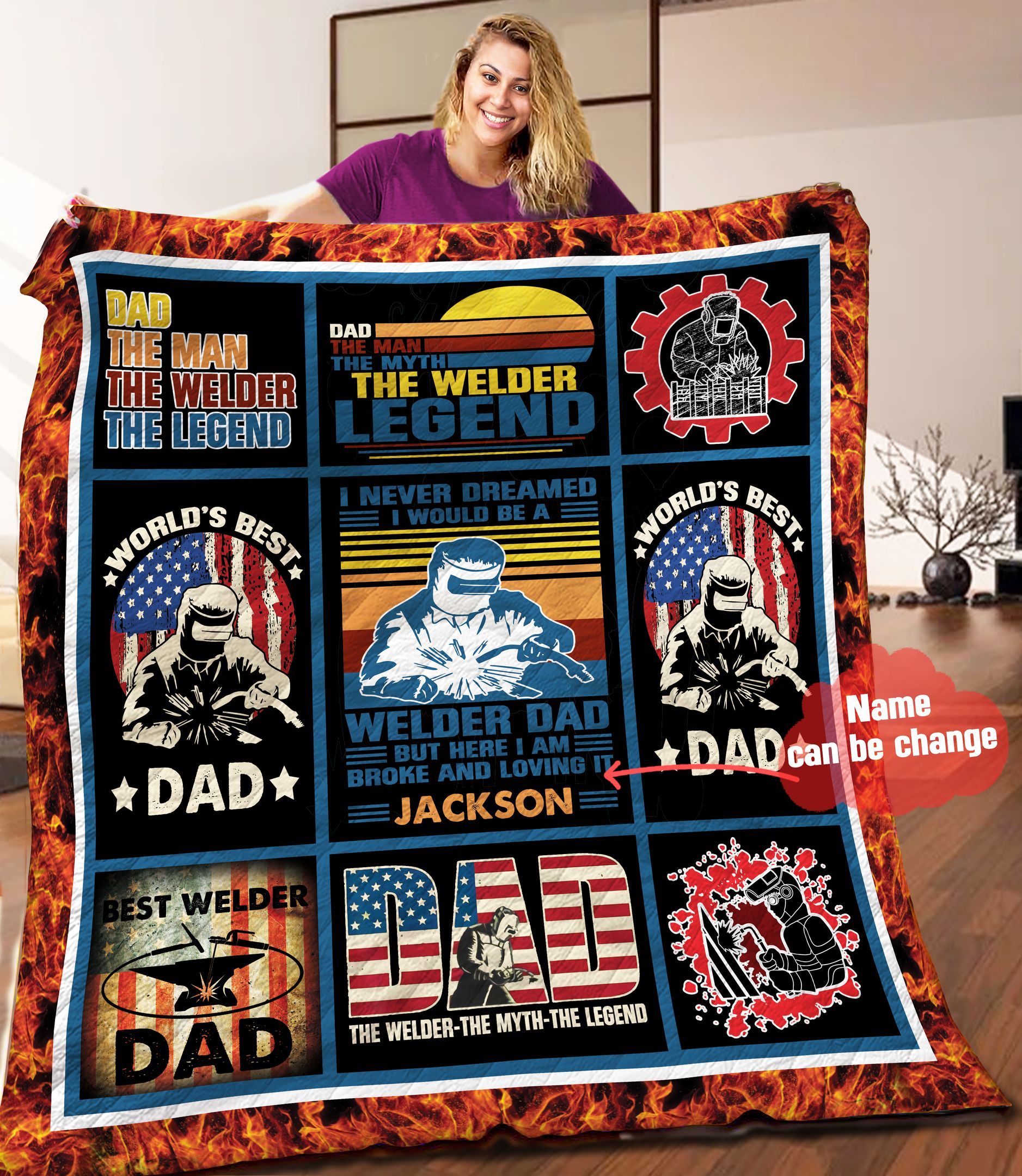 Welder Personalized Quilt Blanket HHH080613NA
