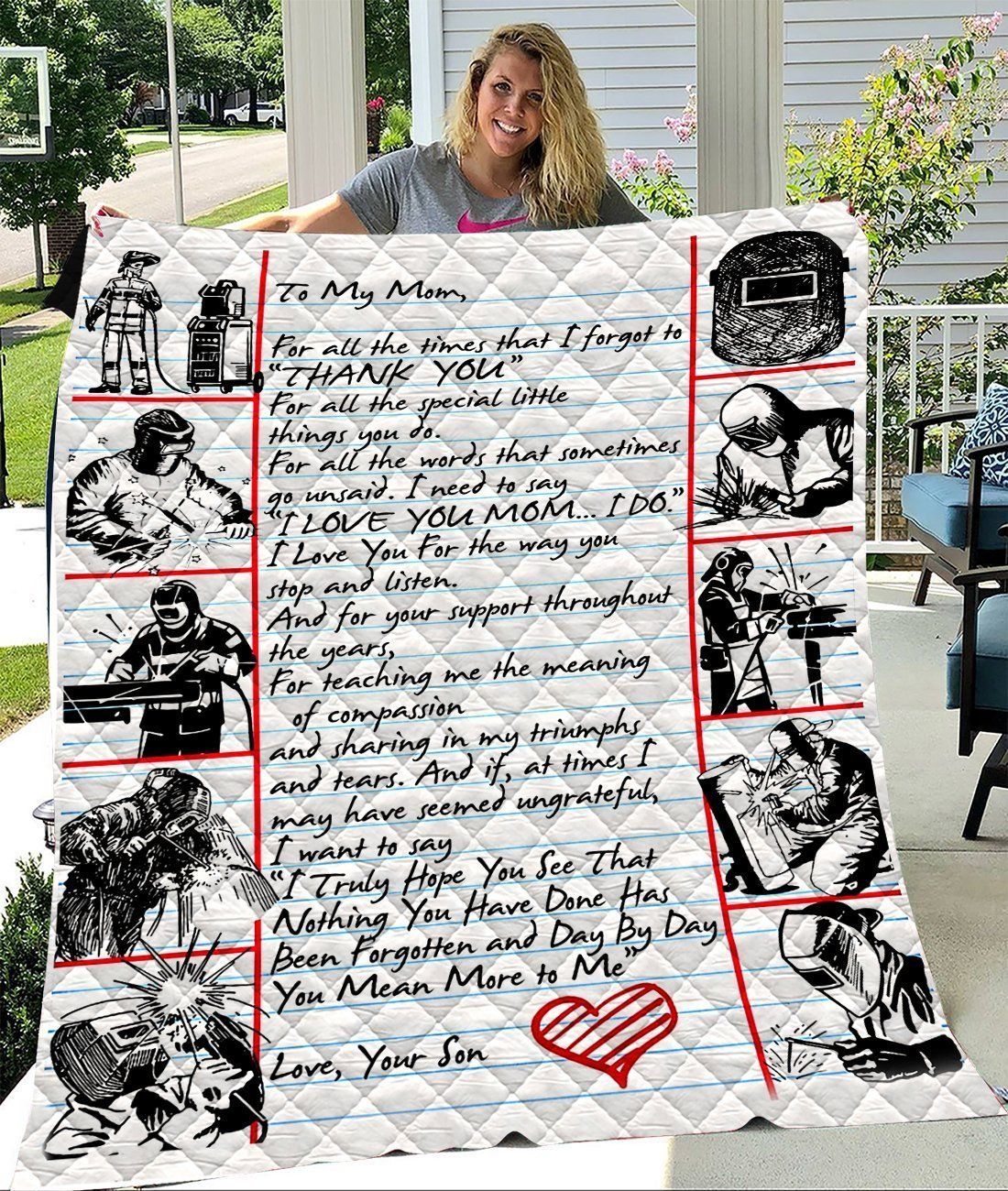 Welder Son Gift For Mom You Mean More To Me Fleece Blanket