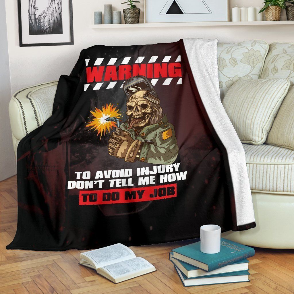 Welder Warning Sherpa Fleece Blanket