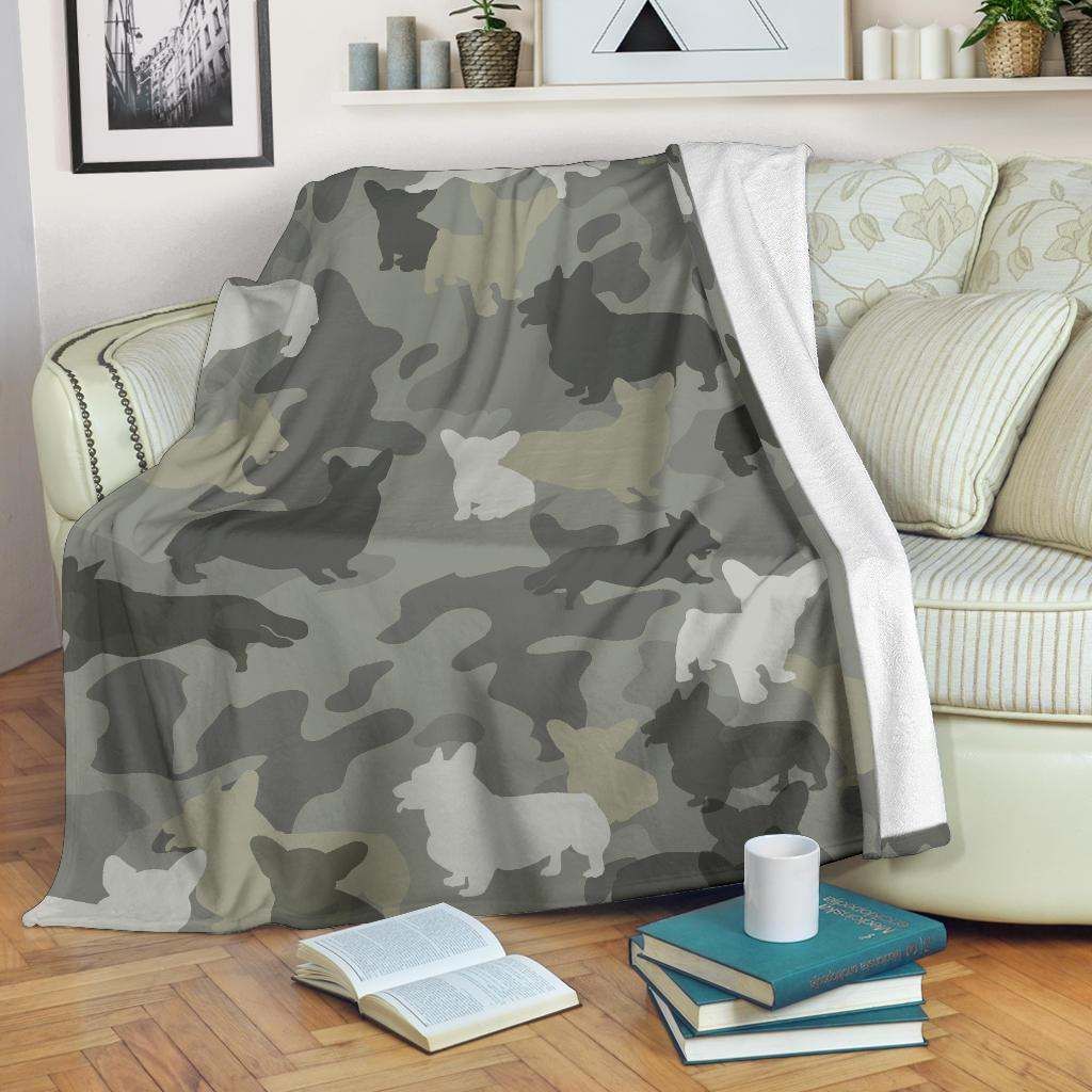 Welsh Corgi Camo Blanket