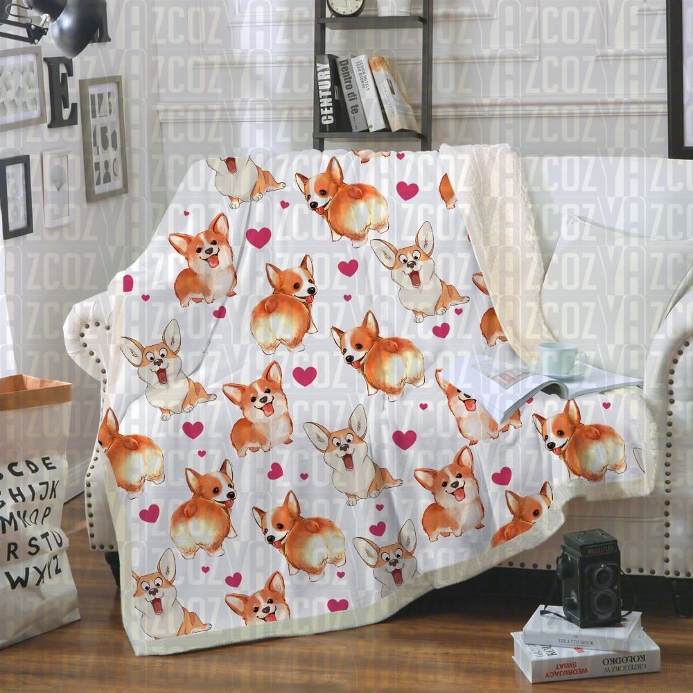 Welsh Corgi Sherpa Fleece Blanket