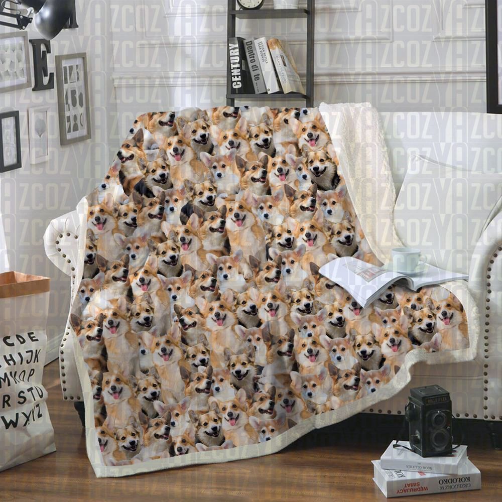 Welsh Corgi Sherpa Fleece Blanket