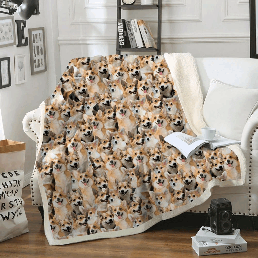 Welsh Corgi Sherpa Fleece Blanket