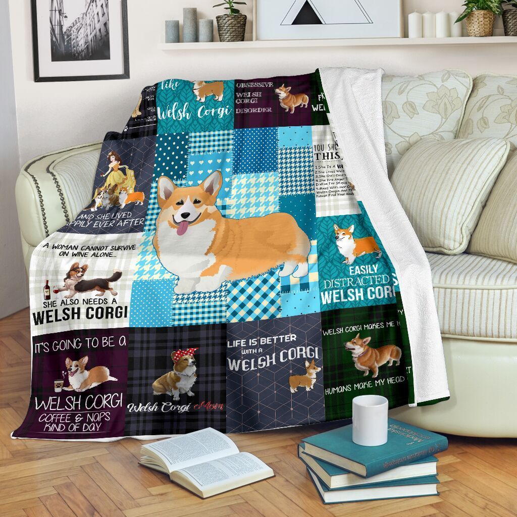 Welsh Corgi Sherpa Fleece Blanket