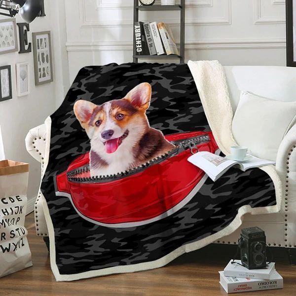 Welsh Corgi Dog Sherpa Fleece Blanket