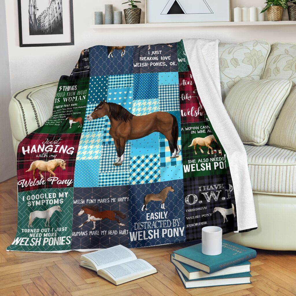 Welsh Pony Horse Sherpa Fleece Blanket